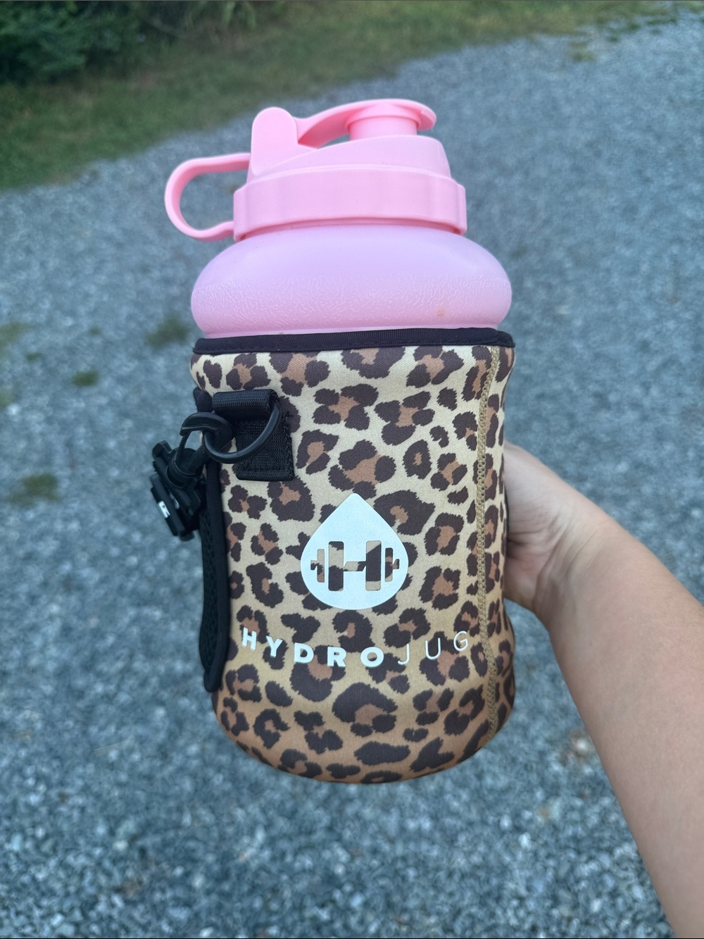 HydroJug Pink Bottle with Leopard Neoprene Sleeve